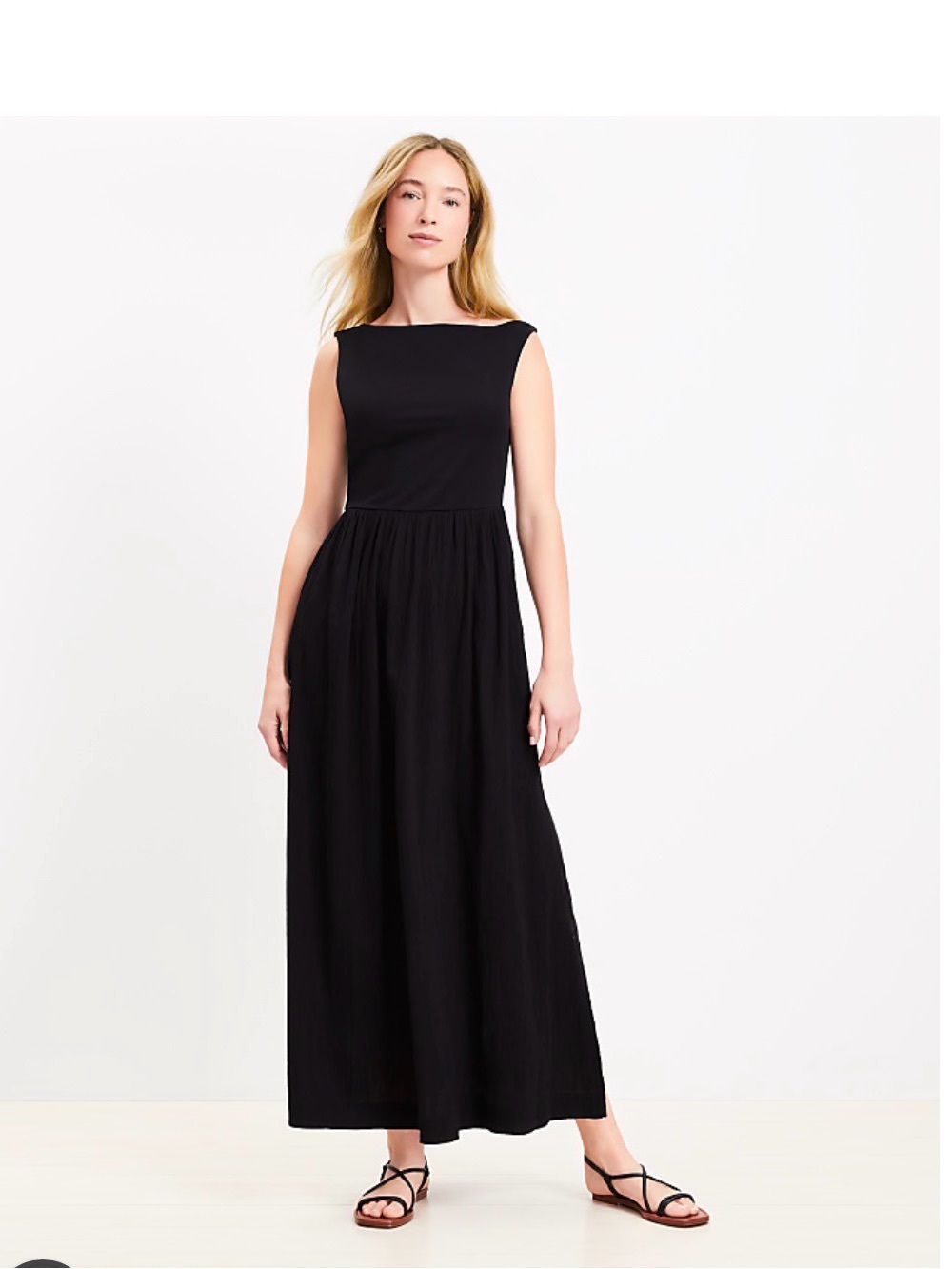 NWT LOFT Beach Twist Shoulder Mixed Media Pocket Dress- black size medium